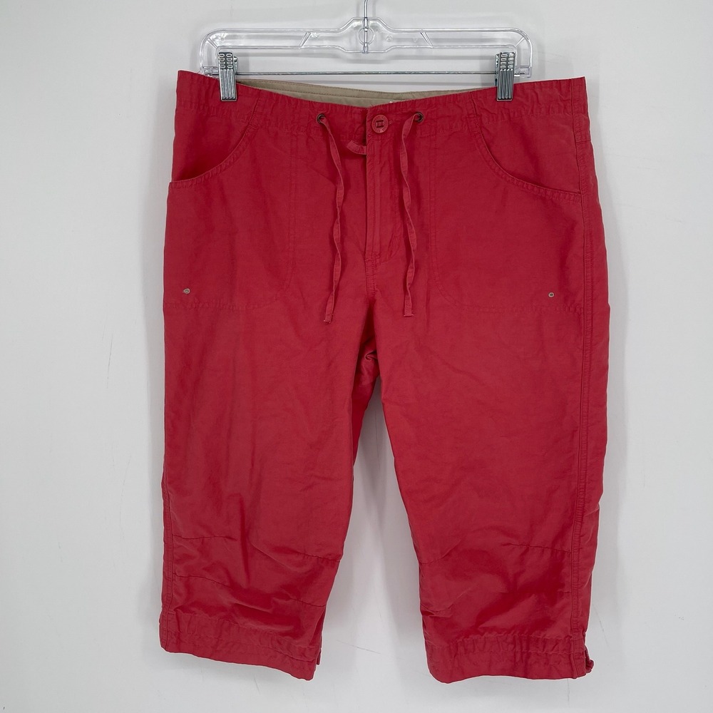 Columbia Women's Red Drawstring Cotton Blend Hiking Utility Capri Pants Size M
